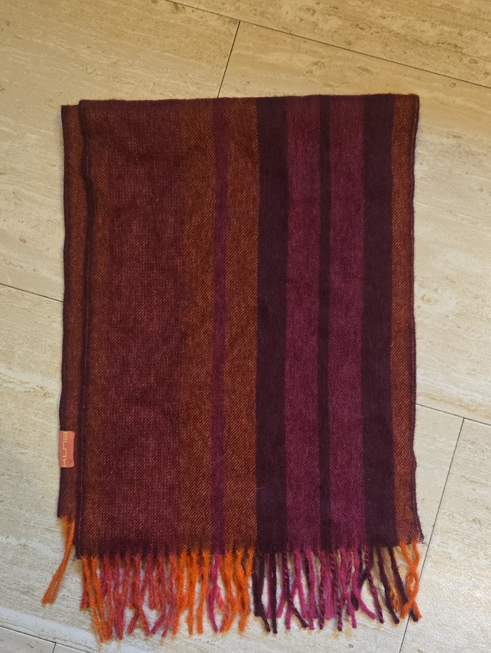 Kuna 100% Baby Alpaca Multi-Color Striped Fringed Edge Scarf